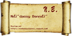 Nádassy Bennó névjegykártya